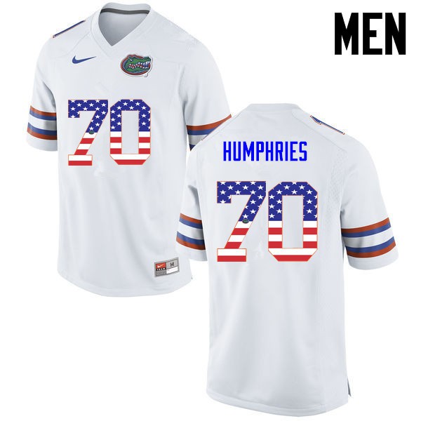 Florida Gators Men #70 D.J. Humphries College Football Jersey USA Flag Fashion White
